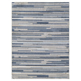 7' X 9' Blue And Gray Abstract Stripe Indoor Outdoor Area Rug