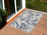 3' X 5' Blue And Gray Indoor Outdoor Area Rug