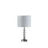 18" Silver Faux Crystal And Metal Table Lamp With White Drum Shade