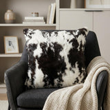 18" X 18" Black And White Rabbit Zippered Natural Fur Animal Print Throw Pillow