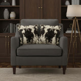 Set of Two 18" Black and White Rabbit Natural Fur Throw Pillow
