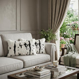 Set of Two 12" X 20" Black and White Throw Pillows