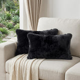 Set of Two 12" X 20" Black Throw Pillows