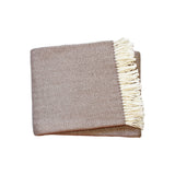 70" X 55" Brown And White Cotton Blend Woven Herringbone Plush Throw Blanket with Tassels