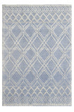 5' X 7' Blue and Ivory Geometric Handmade Area Rug