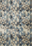 3' X 5' Beige Blue And Gray Geometric Area Rug