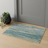 3' X 5' Blue And Green Abstract Area Rug