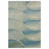 3' X 5' Beige Blue And Sage Abstract Area Rug