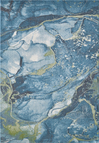 3' X 5' Teal Blue Green And Ivory Abstract Area Rug