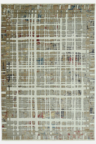 8' Ivory Abstract Runner Rug