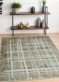 4' X 6' Ivory Red And Blue Abstract Area Rug