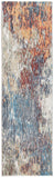 8' Blue And Beige Abstract Runner Rug