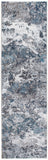 8' Blue And Gray Abstract Runner Rug