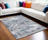 5' X 8' Gray Blue Abstract Galaxy Area Rug