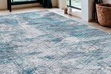 5' X 8' Blue Gray Abstract Cuboid Modern Area Rug