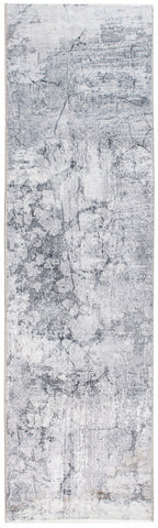 8' Gray Abstract Runner Rug