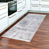 8' Gray Abstract Runner Rug