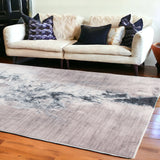 6' X 9' Sand Ivory And Black Abstract Area Rug