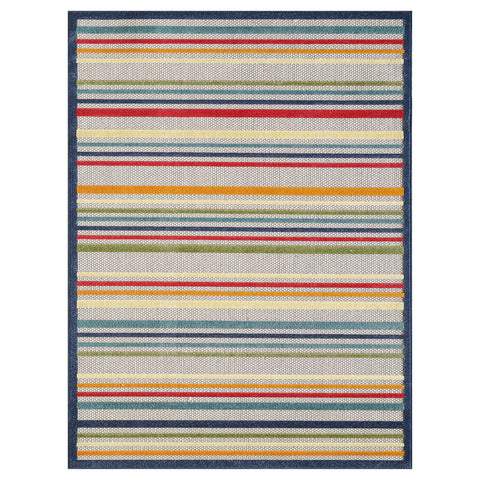 2' X 4' Ivory And Blue Indoor Outdoor Area Rug