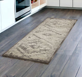8' Gray And Brown Abstract Runner Rug