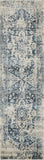 8' Ivory And Blue Oriental Runner Rug