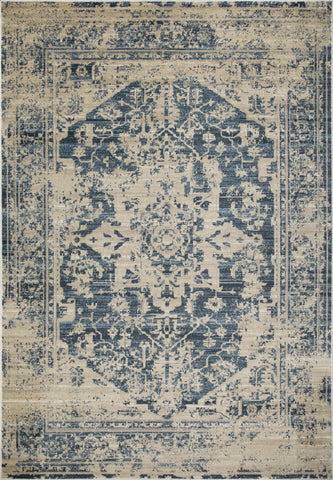 3' X 5' Ivory And Blue Oriental Area Rug
