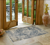 3' X 5' Ivory And Blue Oriental Area Rug