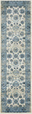 8' Ivory And Sky Blue Oriental Runner Rug