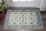 3' X 5' Ivory And Sky Blue Oriental Area Rug