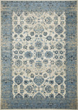 5' X 8' Ivory And Sky Blue Oriental Area Rug