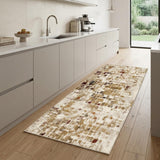 8' Natural And Brown Abstract Runner Rug