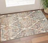 3' X 5' Ivory Rust And Green Oriental Area Rug
