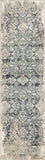 8' Ivory And Blue Oriental Runner Rug