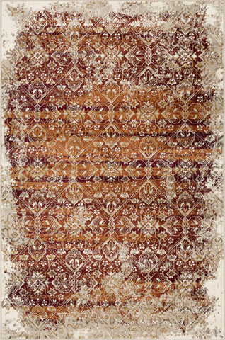3' X 5' Rust And Ivory Oriental Area Rug