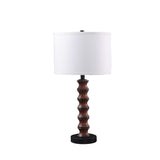 28" Dark Cherry Polyresin Indents Table Lamp With White Shade