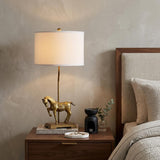 30" Gold Stallion Horse Table Lamp With White Shade
