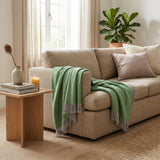 Forest Green Mini Dot Fringed Throw Blanket