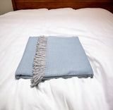Sky Blue Mini Dot Fringed Throw Blanket