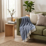 Navy Blue Mini Dot Fringed Throw Blanket