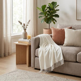 Creamy Milk Soft Acrylic Herringbone Throw Blanket
