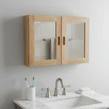Traditional Solid Teak Double Door Mirrored Medicine Cabinet