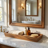 15" Brown Solid Teak Vanity Tray