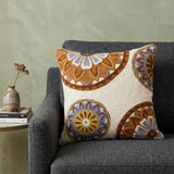 20" Beige and Brown Cotton Throw Pillow