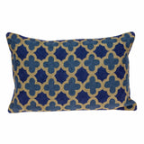 12" X 20" Blue Cotton Throw Pillow