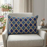 12" X 20" Blue Cotton Throw Pillow