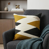 20" White and Black Cotton Throw Pillow