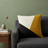 20" Black and Yellow Cotton Throw Pillow