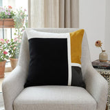 20" Black and Yellow Cotton Throw Pillow