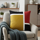 20" Mustard Yellow and Black Cotton Throw Pillow