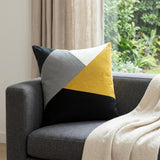20" Black and Yellow Cotton Throw Pillow